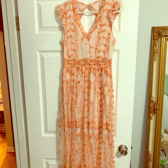 orange sheer dress